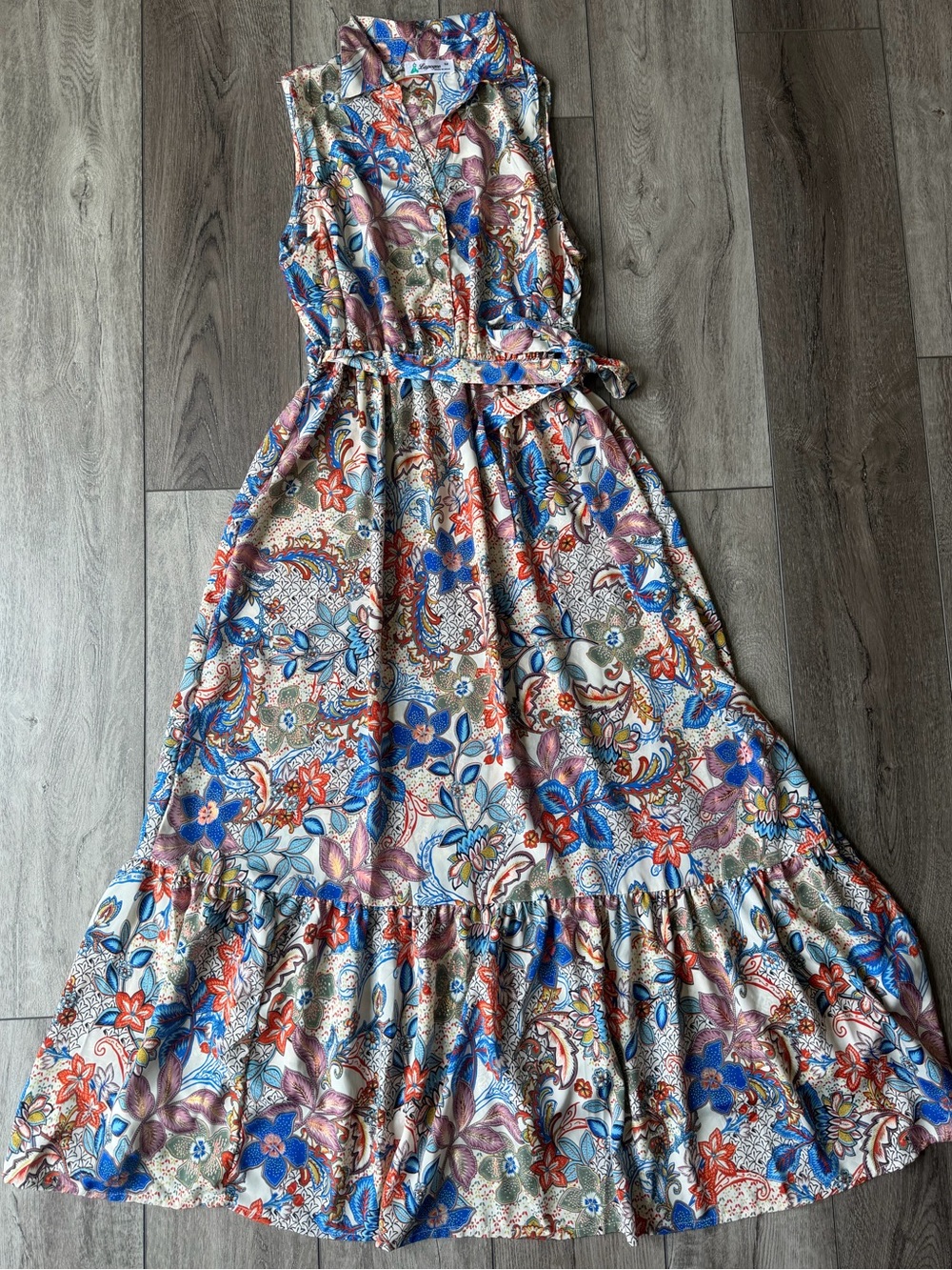 Lapogee- Sleeveless Bohemian Floral Flowy Maxi Dress- Made in India